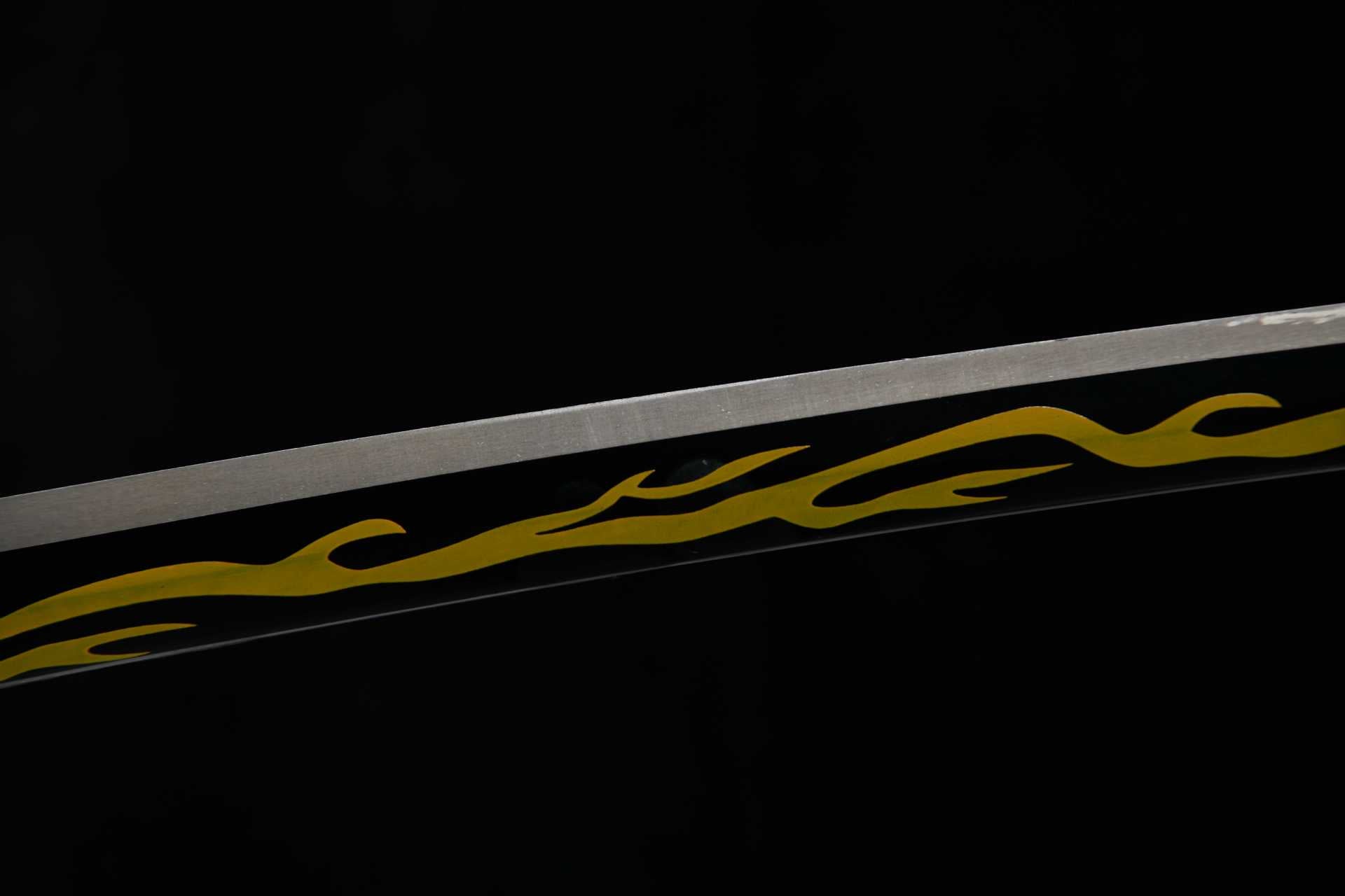 26-inch Medium Carbon Steel Blackened Printed Katana - Skullfire