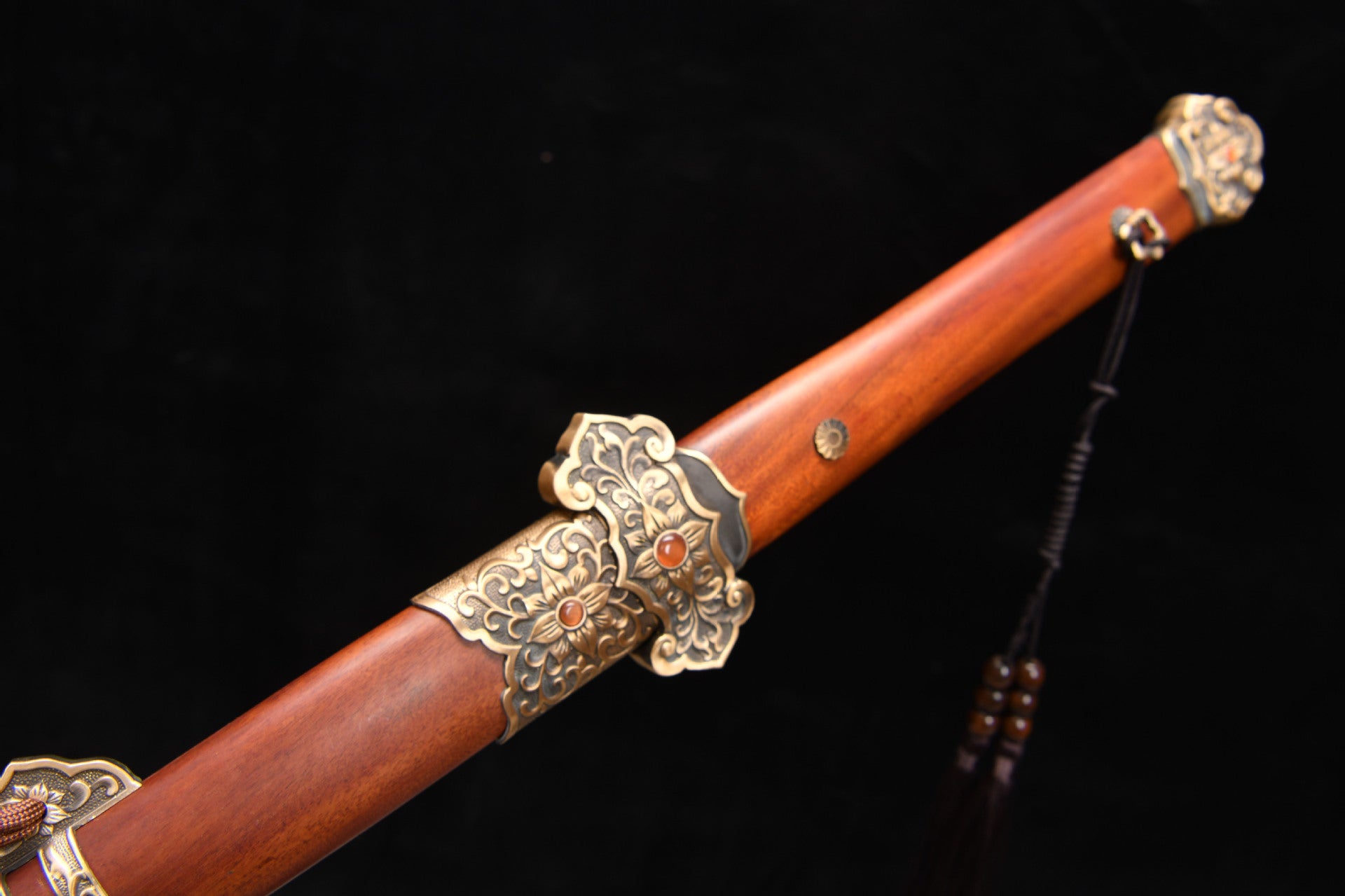 New Handcrafted Long 26-inch hammered pattern tempered steel Tang Horizontal Knife - Shengshi Tang Knife