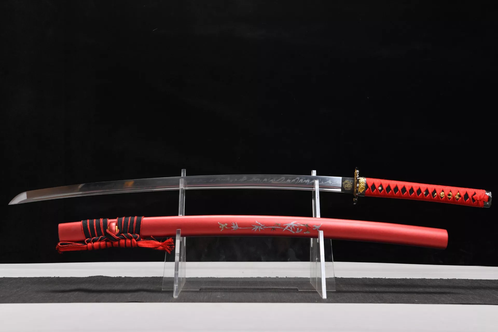 26-inch High T10 Burnished Blade Wave Pattern Samurai Sword-Piercing Cloud Dragon Fighting Sword