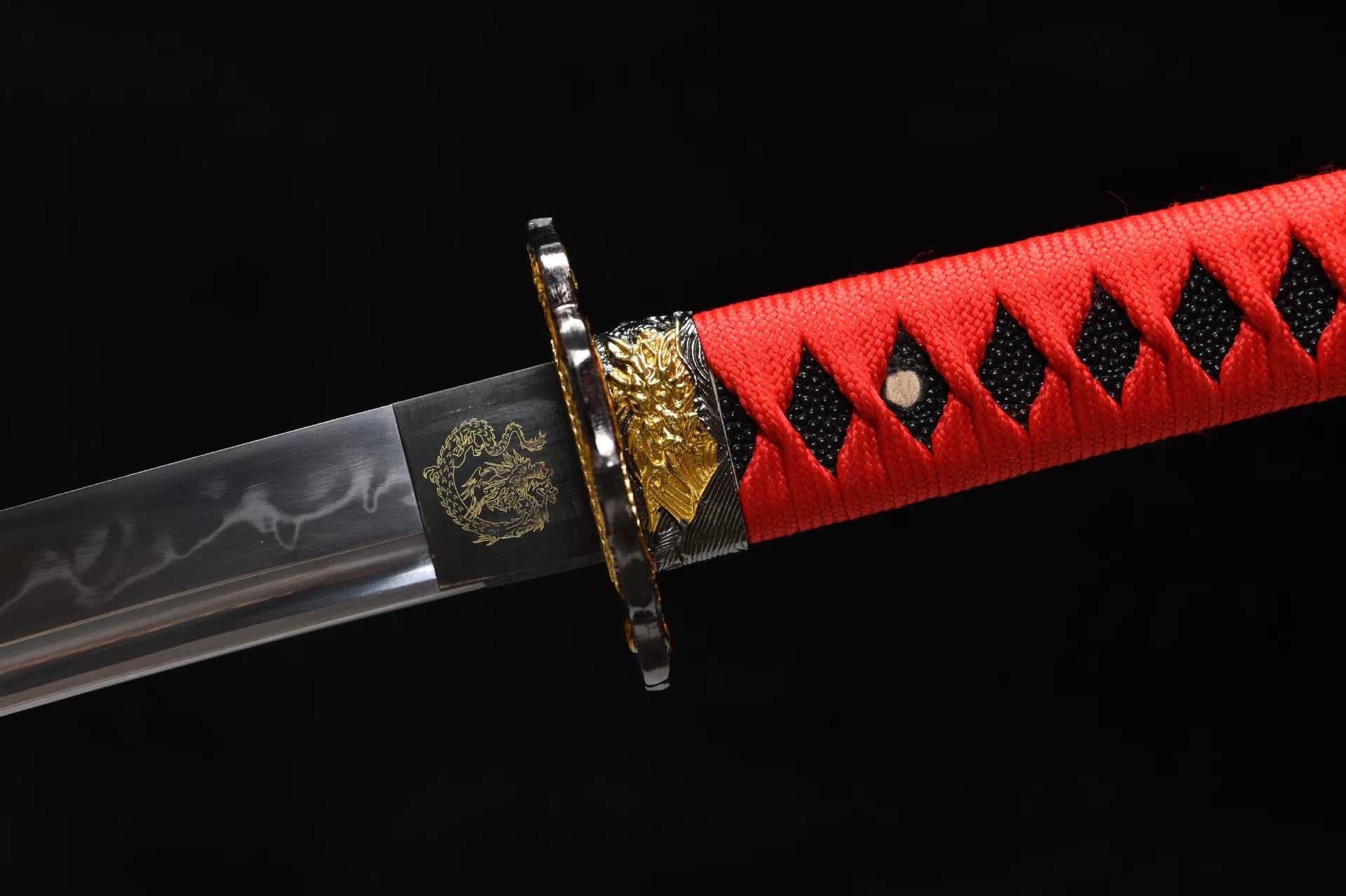 26-inch High T10 Burnished Blade Wave Pattern Samurai Sword-Piercing Cloud Dragon Fighting Sword