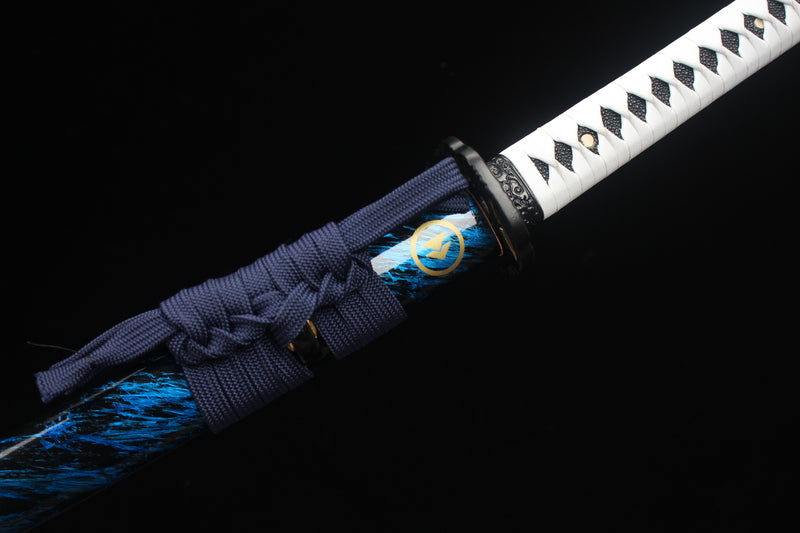 Game and animation peripheral series - handmade version T10 steel burning blade fully ground zinc alloy knife set Ghost of Tsushima (long)