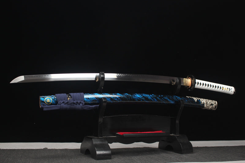Game and animation peripheral series - handmade version T10 steel burning blade fully ground zinc alloy knife set Ghost of Tsushima (long)