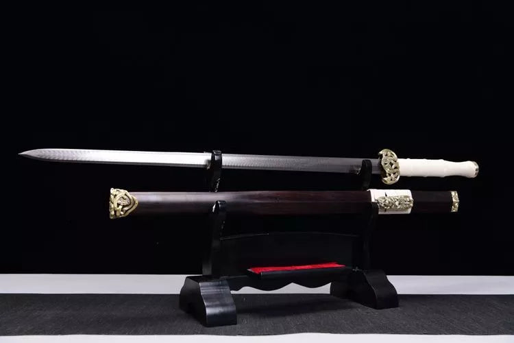 2300 New 28-inch Feather Patterned Floral Steel Han Sword - Golem Han Sword