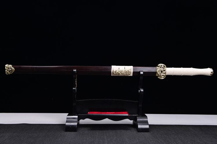 2300 New 28-inch Feather Patterned Floral Steel Han Sword - Golem Han Sword