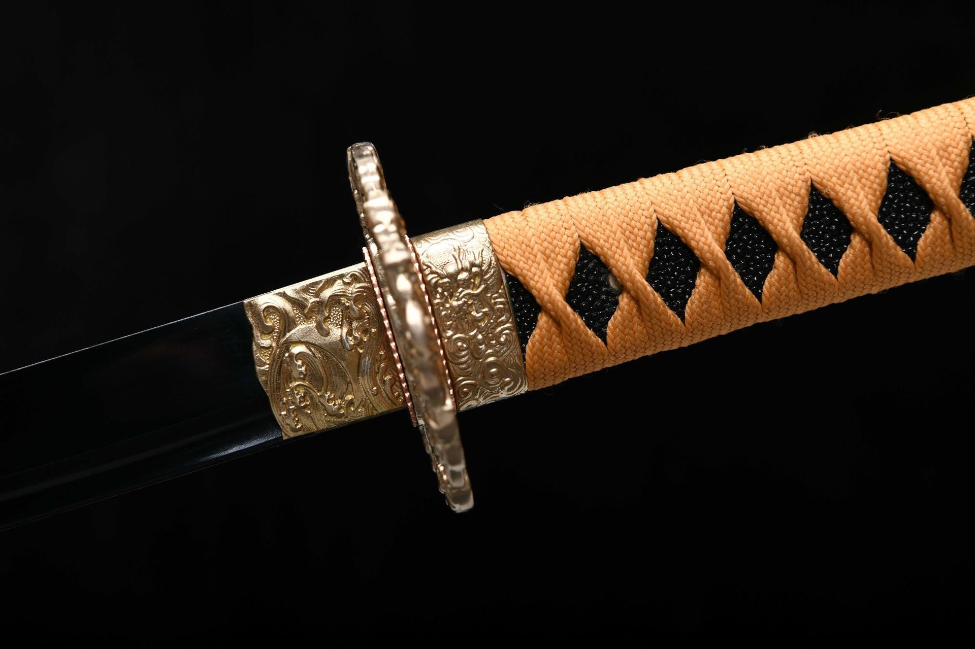 26-inch Pure Copper-Framed High-Manganese Steel Blackened Katana - Iruyun Ryu Uchika