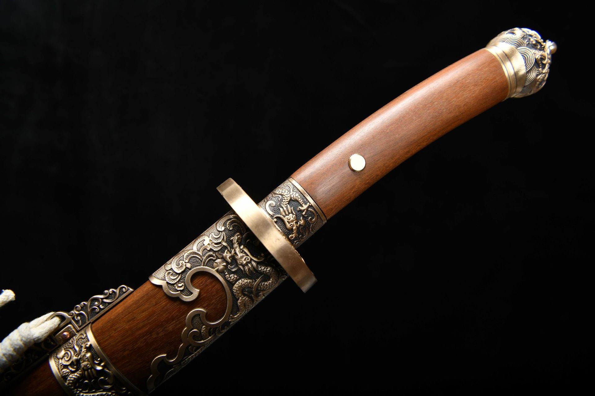The new handcrafted long 26-inch patterned steel burned-blade fighting and polishing knife - Water Dragon Feather Knife