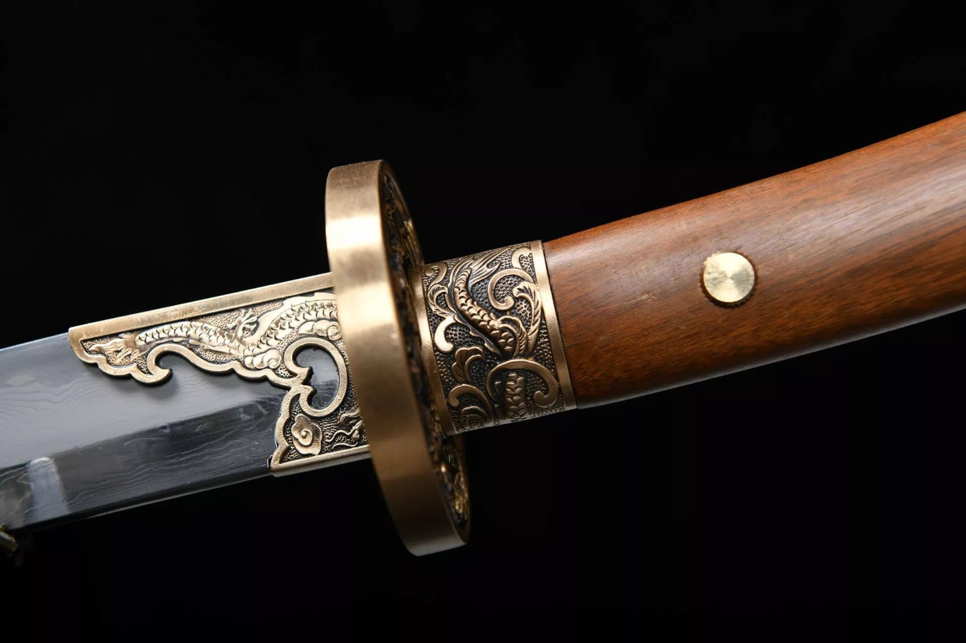 The new handcrafted long 26-inch patterned steel burned-blade fighting and polishing knife - Water Dragon Feather Knife