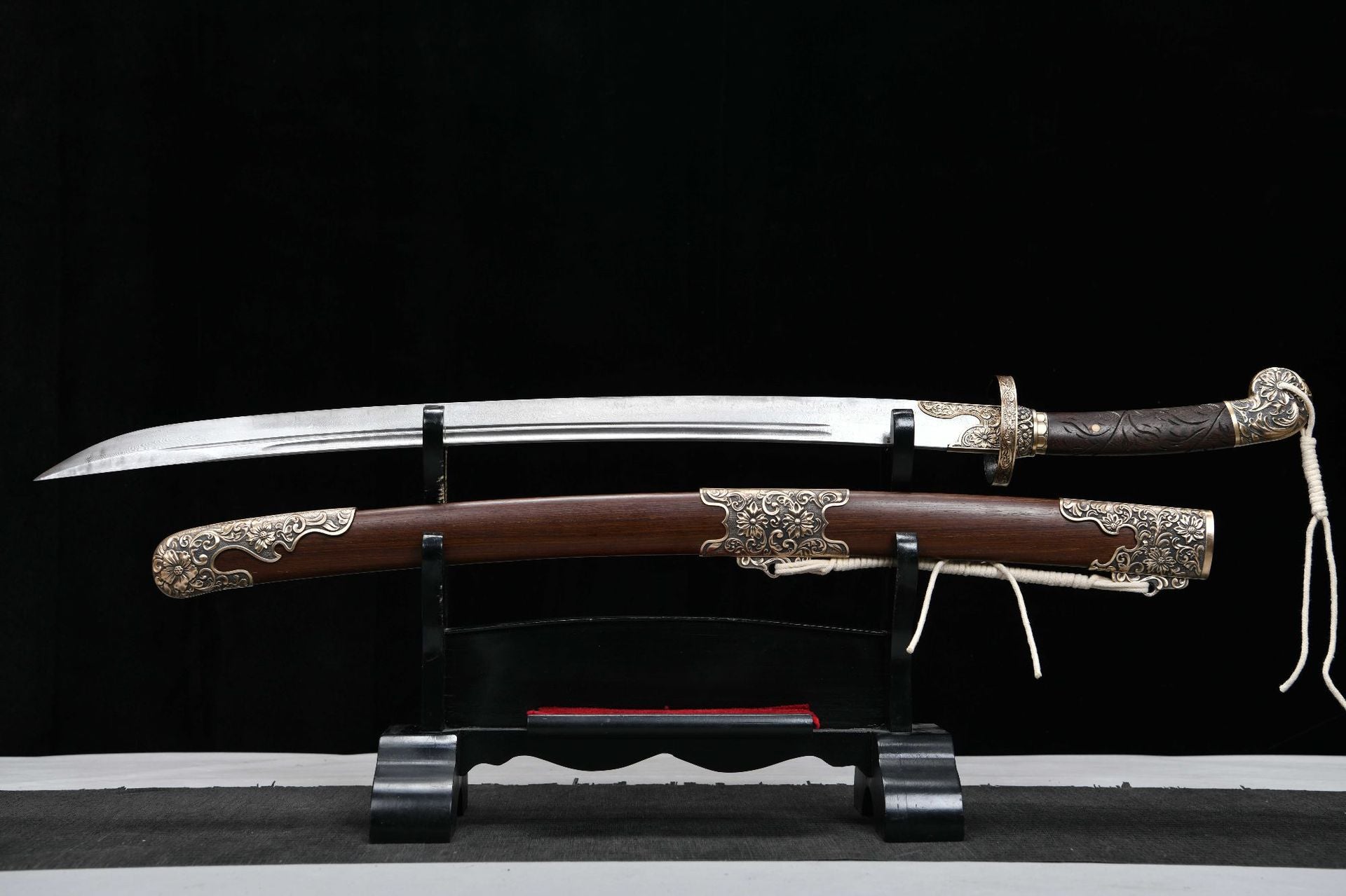 1300 New Handmade Long 26-inch Stone Washed Patterned Steel Clear Knife - Shen Lian Xiuchun Knife (Hand Carved Handle)