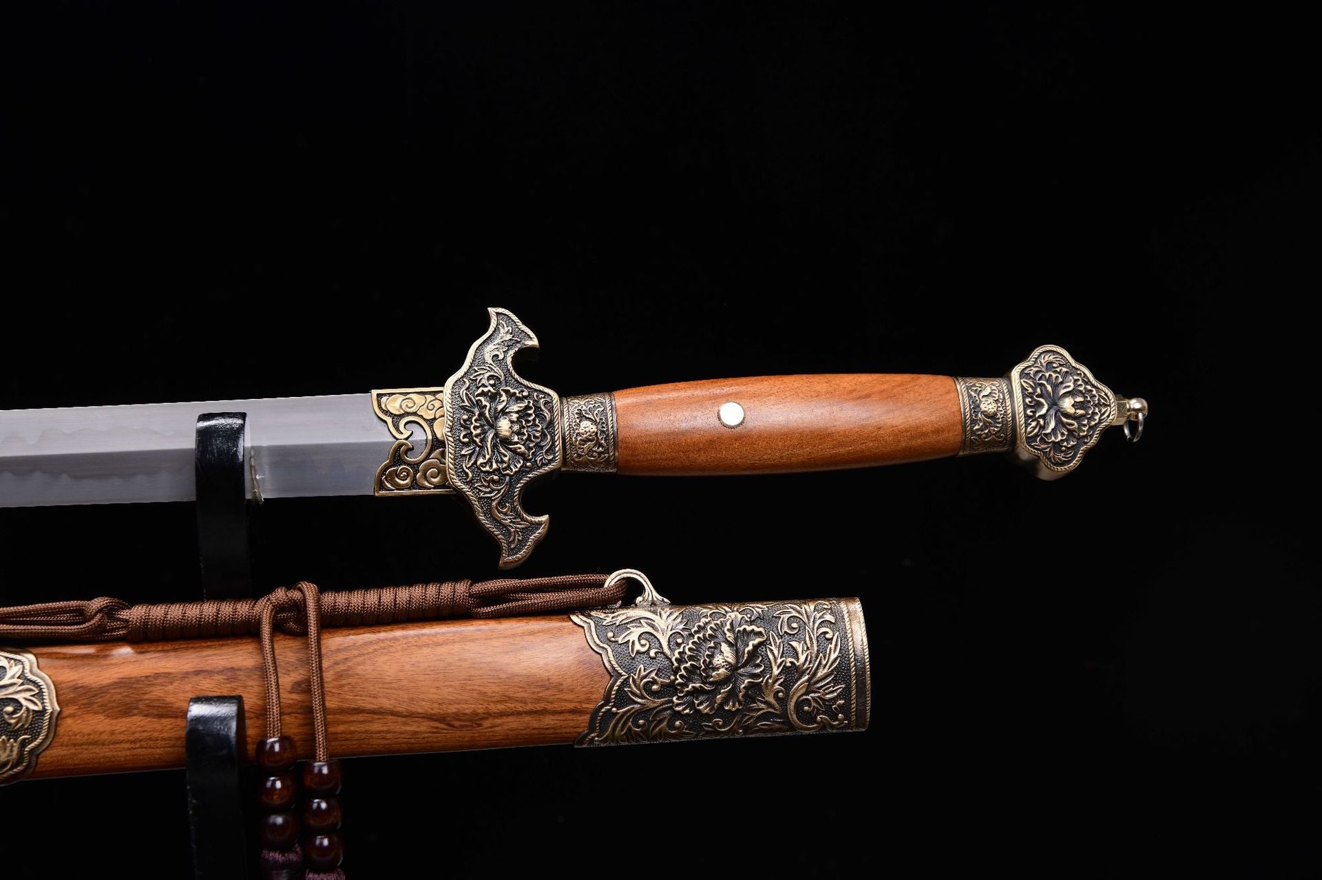1160 New 28" T10 Steel Burnished Blade Ground Gray Clear Sword - Peony Sword
