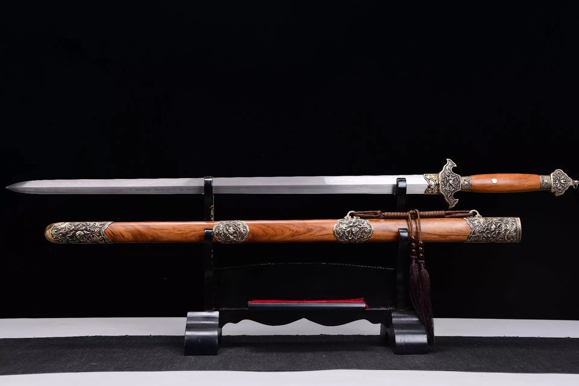 1160 New 28" T10 Steel Burnished Blade Ground Gray Clear Sword - Peony Sword