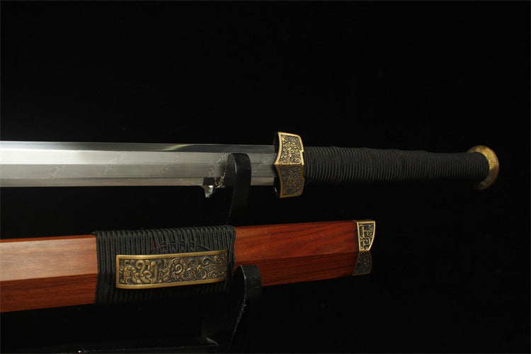 1900 Long 28-inch Flat Hilt Dragon Bone Han Sword