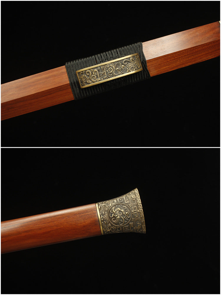1900 Long 28-inch Flat Hilt Dragon Bone Han Sword