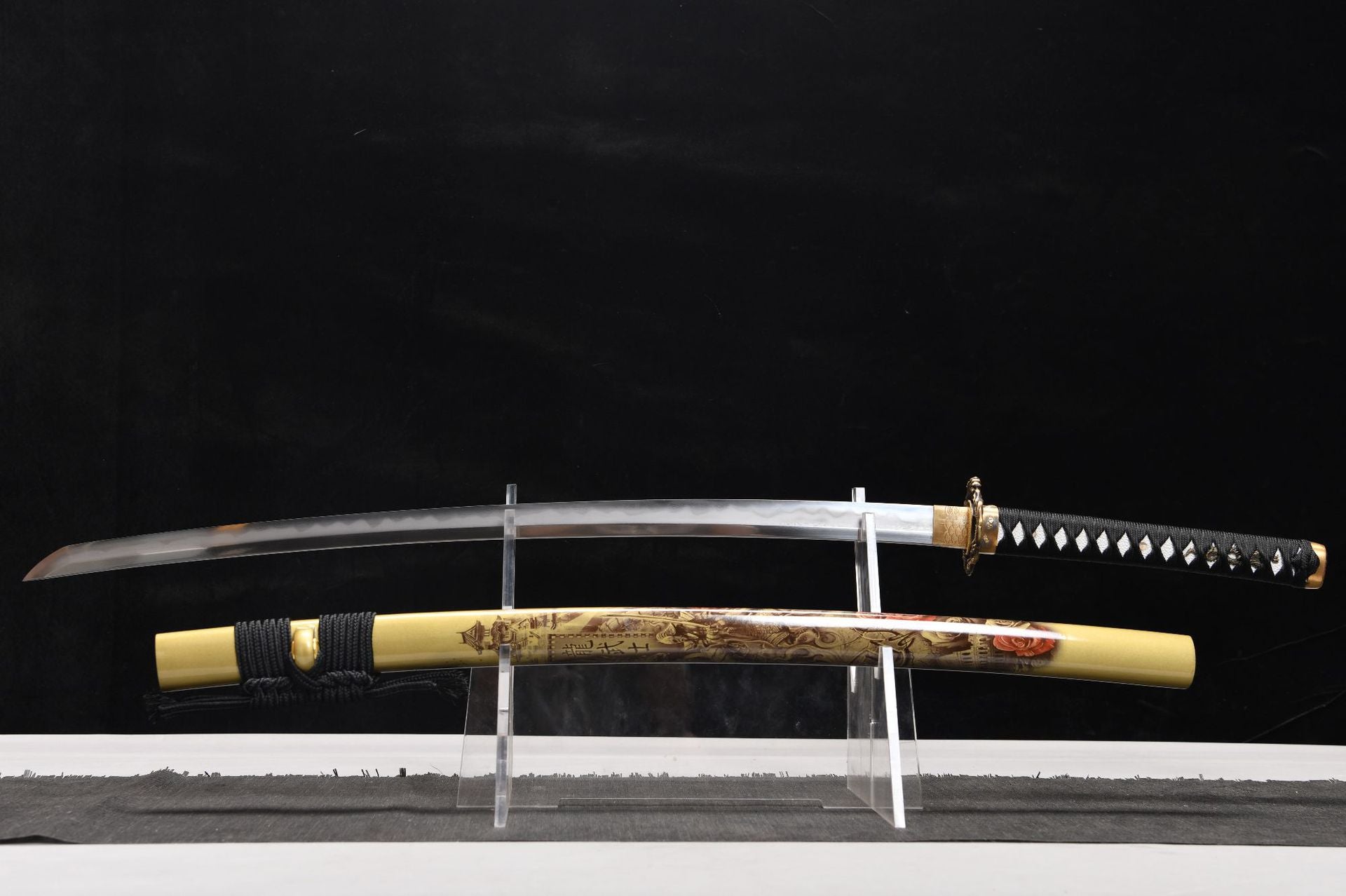 26-inch Patterned Steel Burnished Blade True Yokote Shisouken Samurai Sword - Dragon Samurai Sword Fighting