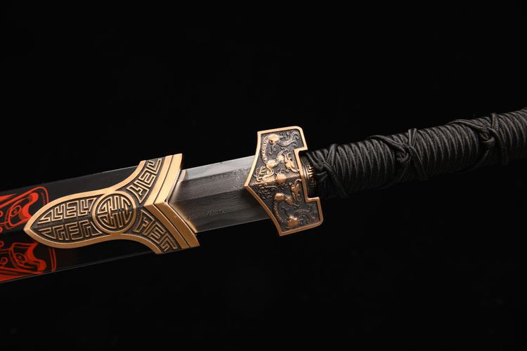 1300 New 28 inch Patterned Steel Burnt Edge Han Sword--Fulong Han Sword