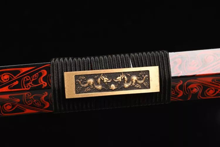 1300 New 28 inch Patterned Steel Burnt Edge Han Sword--Fulong Han Sword