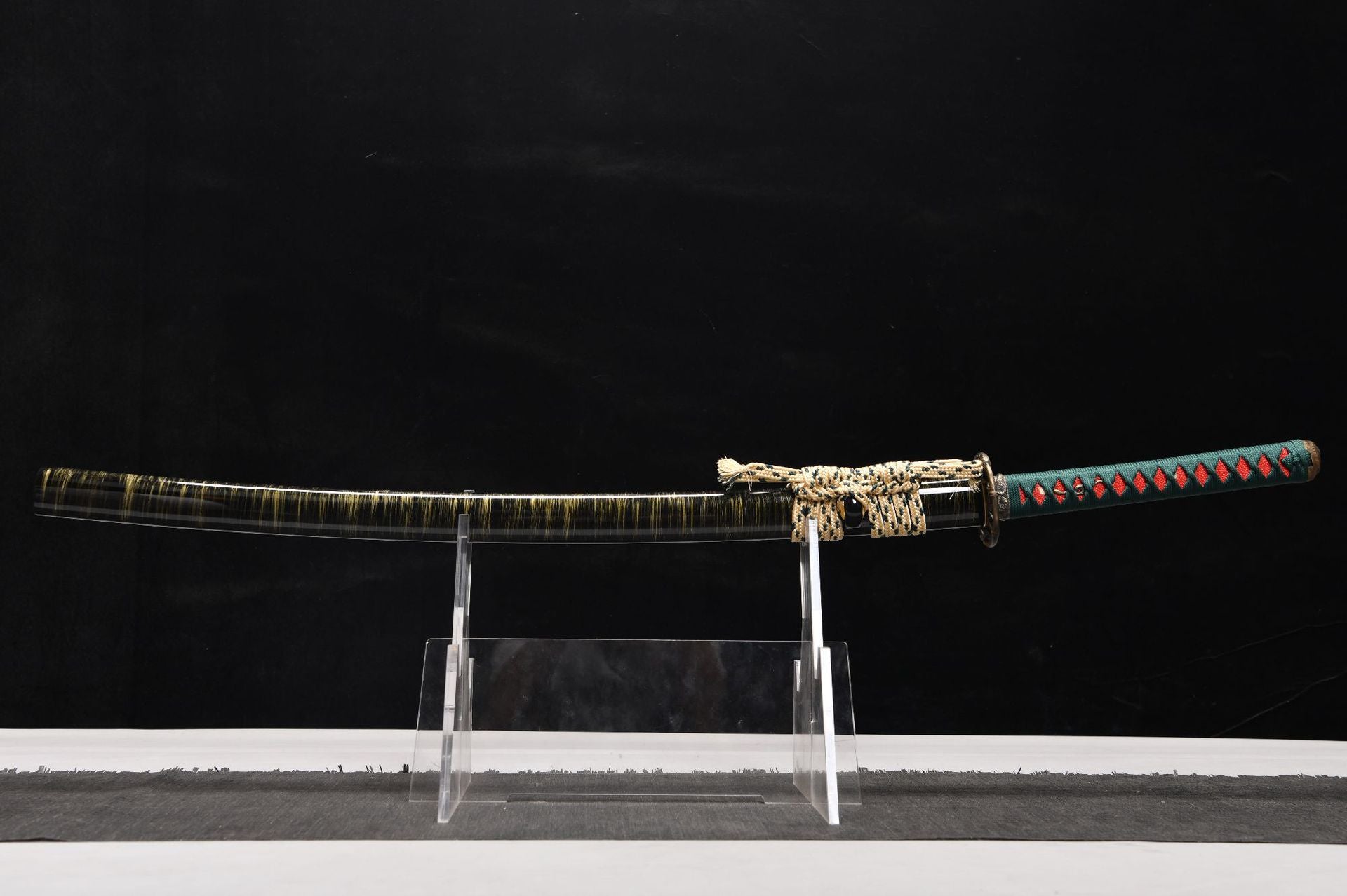 26" High Manganese Steel Samurai Sword - Bamboo Leaf Green Fighting Sword