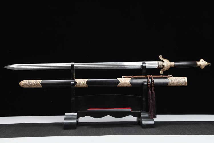 1280 Long 26" New Patterned Steel Double Slotted Clear Sword - Magpie Dengmei Sword