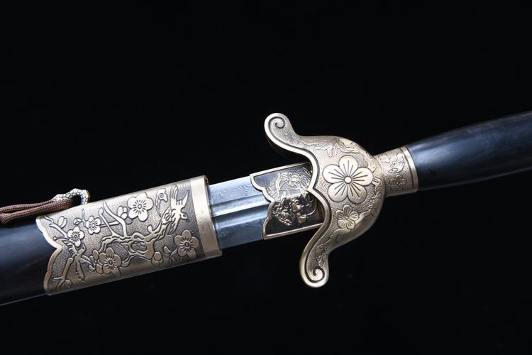 1280 Long 26" New Patterned Steel Double Slotted Clear Sword - Magpie Dengmei Sword