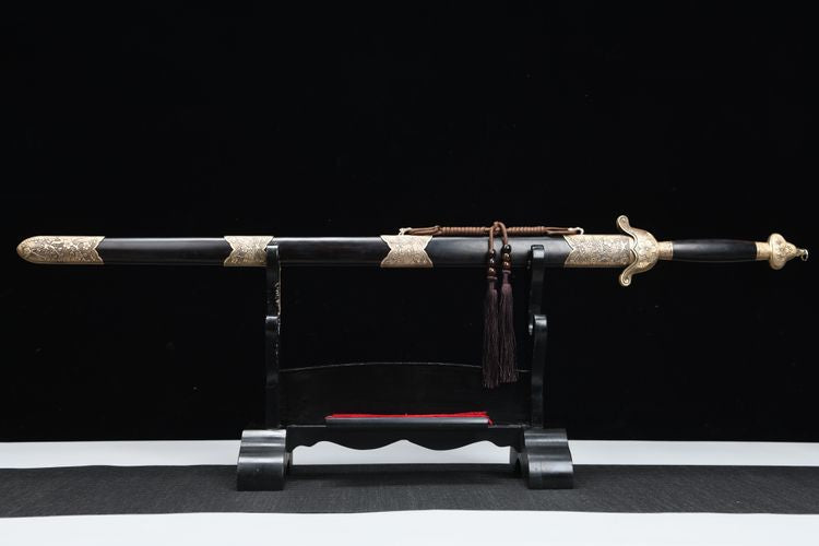 1280 Long 26" New Patterned Steel Double Slotted Clear Sword - Magpie Dengmei Sword