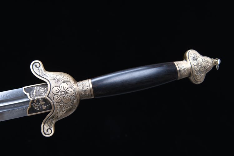 1280 Long 26" New Patterned Steel Double Slotted Clear Sword - Magpie Dengmei Sword