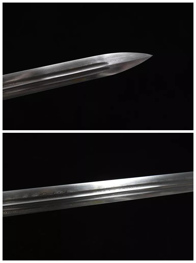 1280 Long 26" New Patterned Steel Double Slotted Clear Sword - Magpie Dengmei Sword