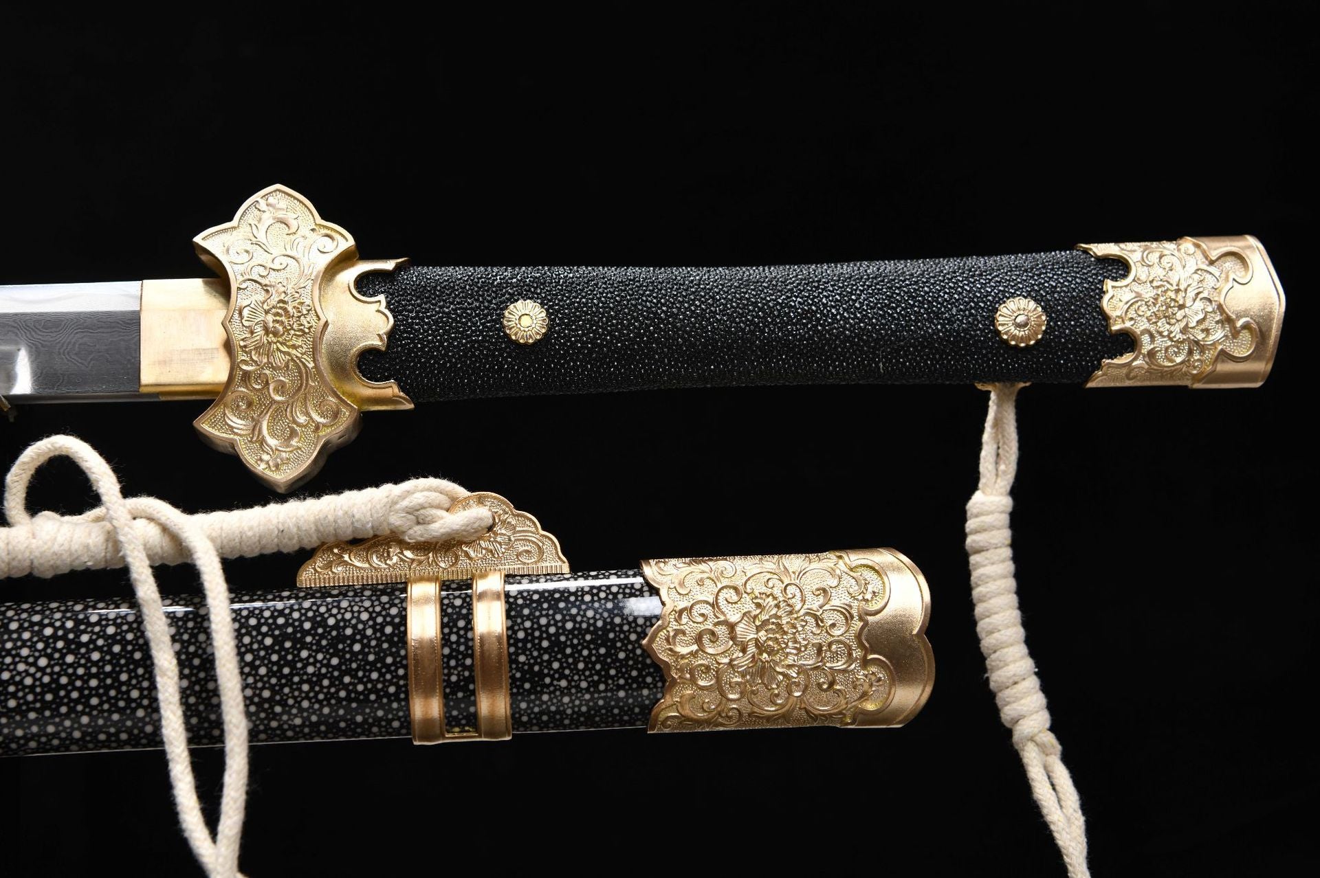 New handcrafted long 26-inch pure copper clamped steel Tang horizontal knife - Peony Knife