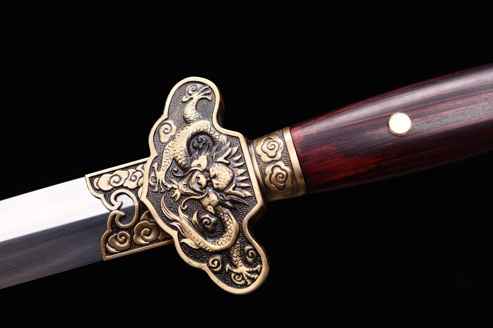 1000 Long 28" Blade Steel Clear Sword - Fire Dragon Sword