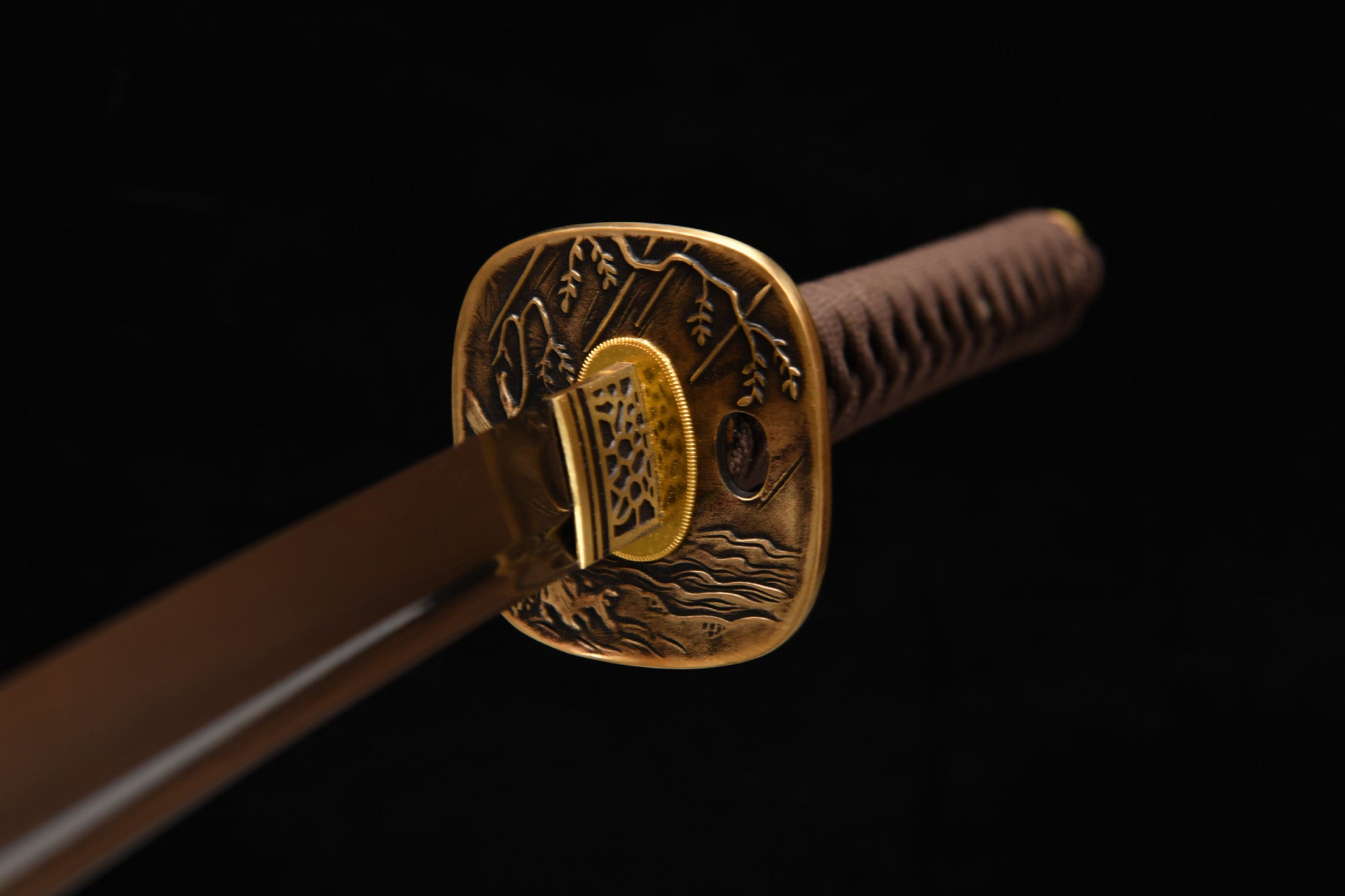26 inch Hundred Refined Steel Burnt Edge Maki-e Samurai Sword - Hermit Fighting Sword