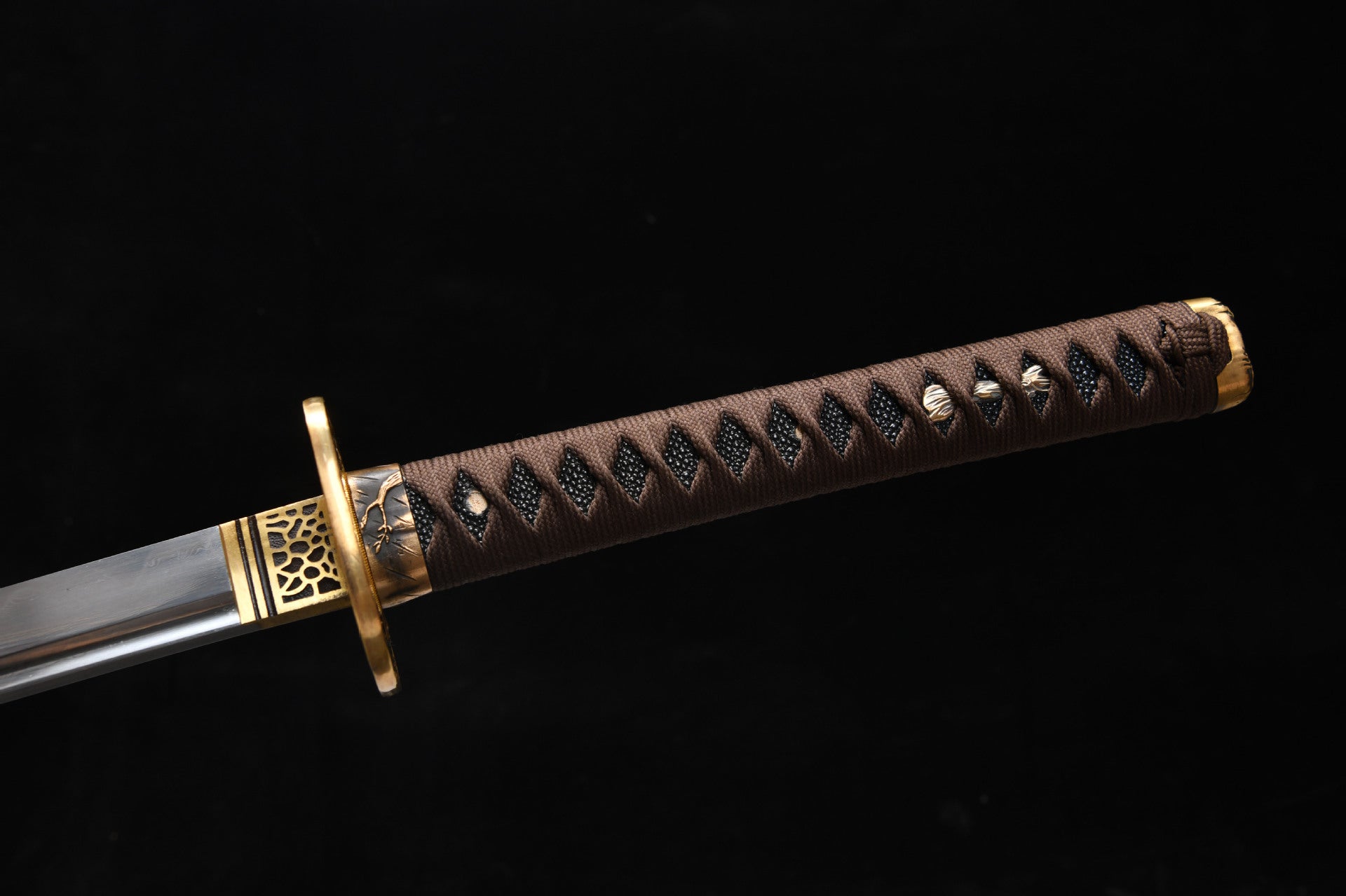 26 inch Hundred Refined Steel Burnt Edge Maki-e Samurai Sword - Hermit Fighting Sword