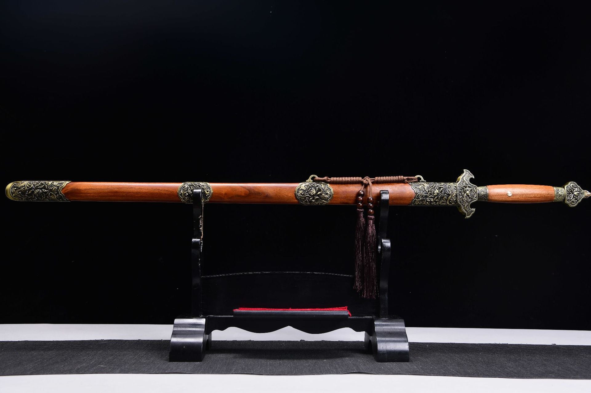 760 Long 28" Patterned Steel Clear Sword - Peony Sword