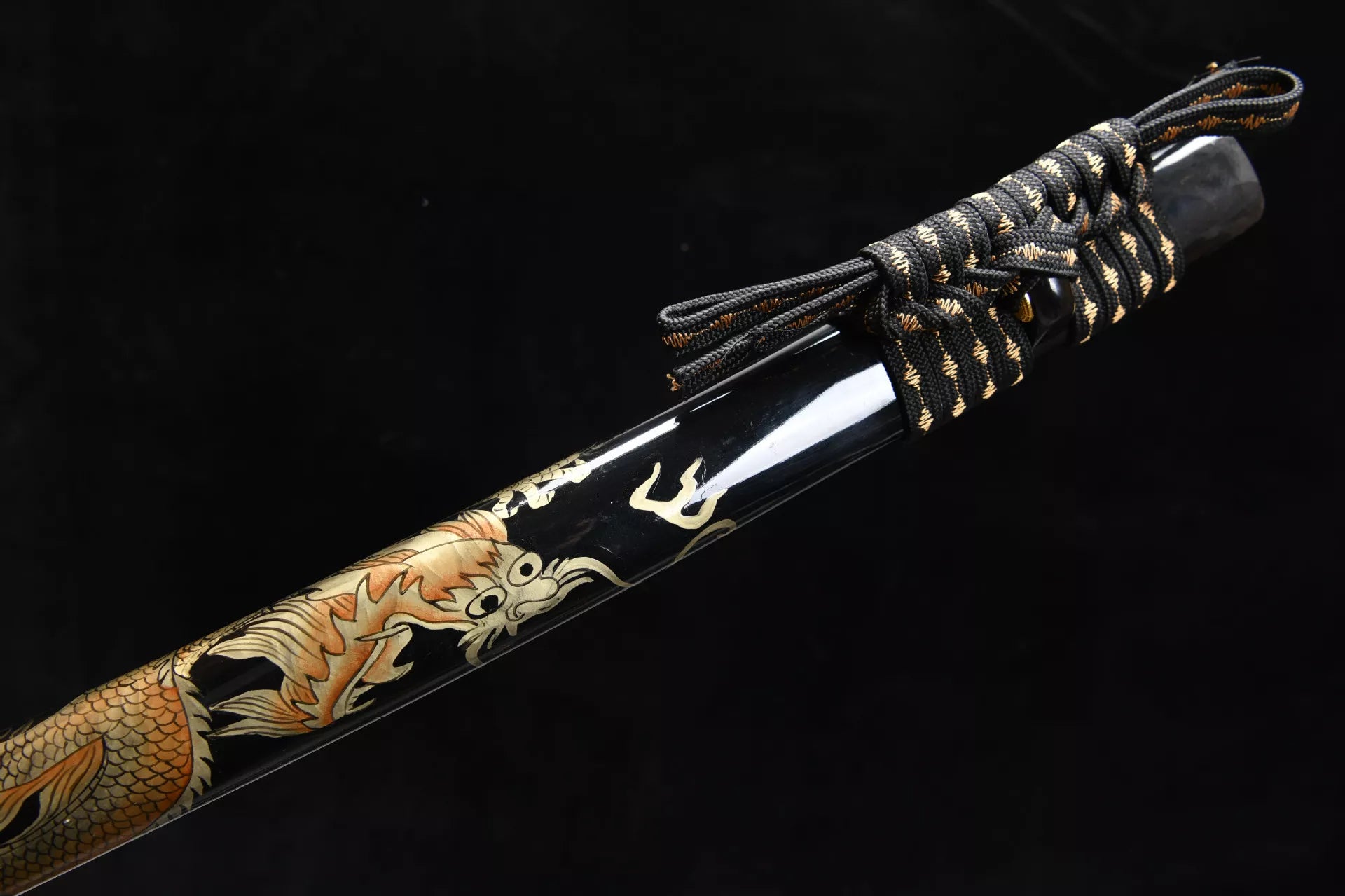 26-inch T10 Steel Sword - Maki-e Golden Dragon Sword