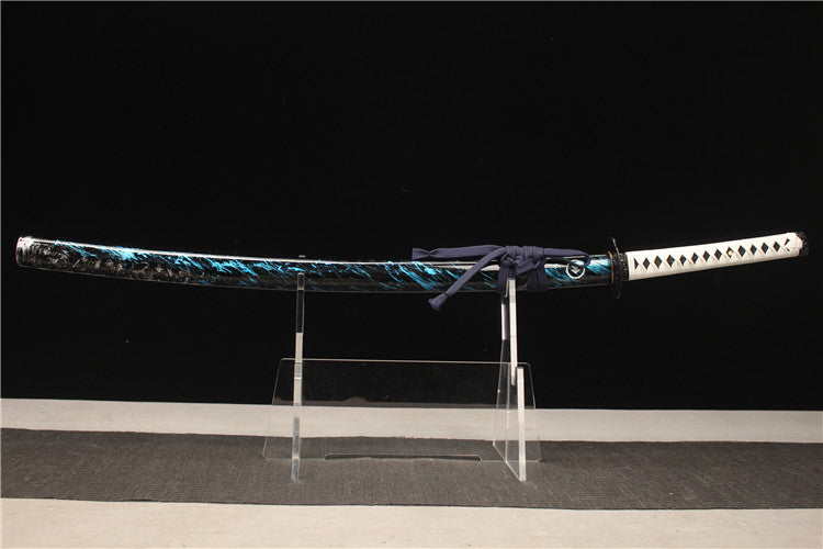 Game and animation peripherals: Finely carved alloy two-color sword set - high manganese steel imitation burnt blade pattern sticker grinding samurai sword - Ghost of Tsushima handmade special edition