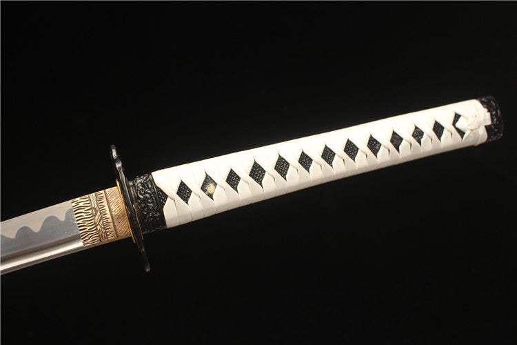 Game and animation peripherals: Finely carved alloy two-color sword set - high manganese steel imitation burnt blade pattern sticker grinding samurai sword - Ghost of Tsushima handmade special edition