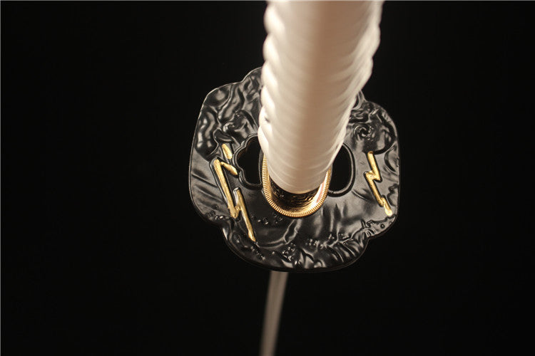Game and anime merchandise: Finely carved alloy two-color sword suit - High manganese steel imitation burning blade pattern sticker ground samurai sword - Tsushima Soul Handcrafted special Offer Edition