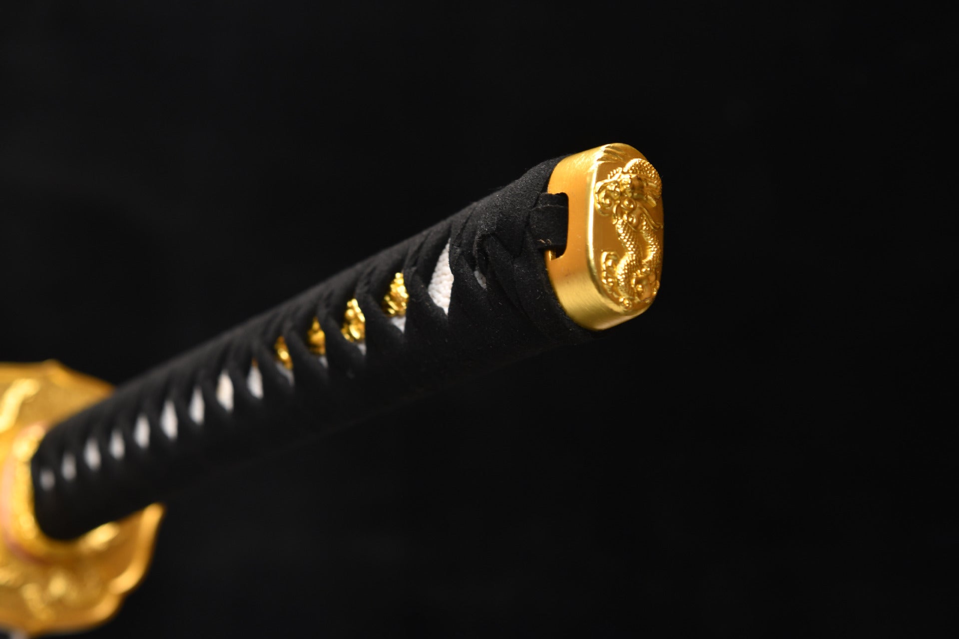 New handcrafted long 26-inch pure copper gold-plated three-piece samurai sword - Blue Dragon Katana
