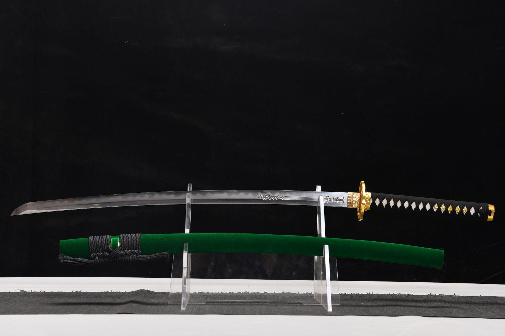 New handcrafted long 26-inch pure copper gold-plated three-piece samurai sword - Blue Dragon Katana