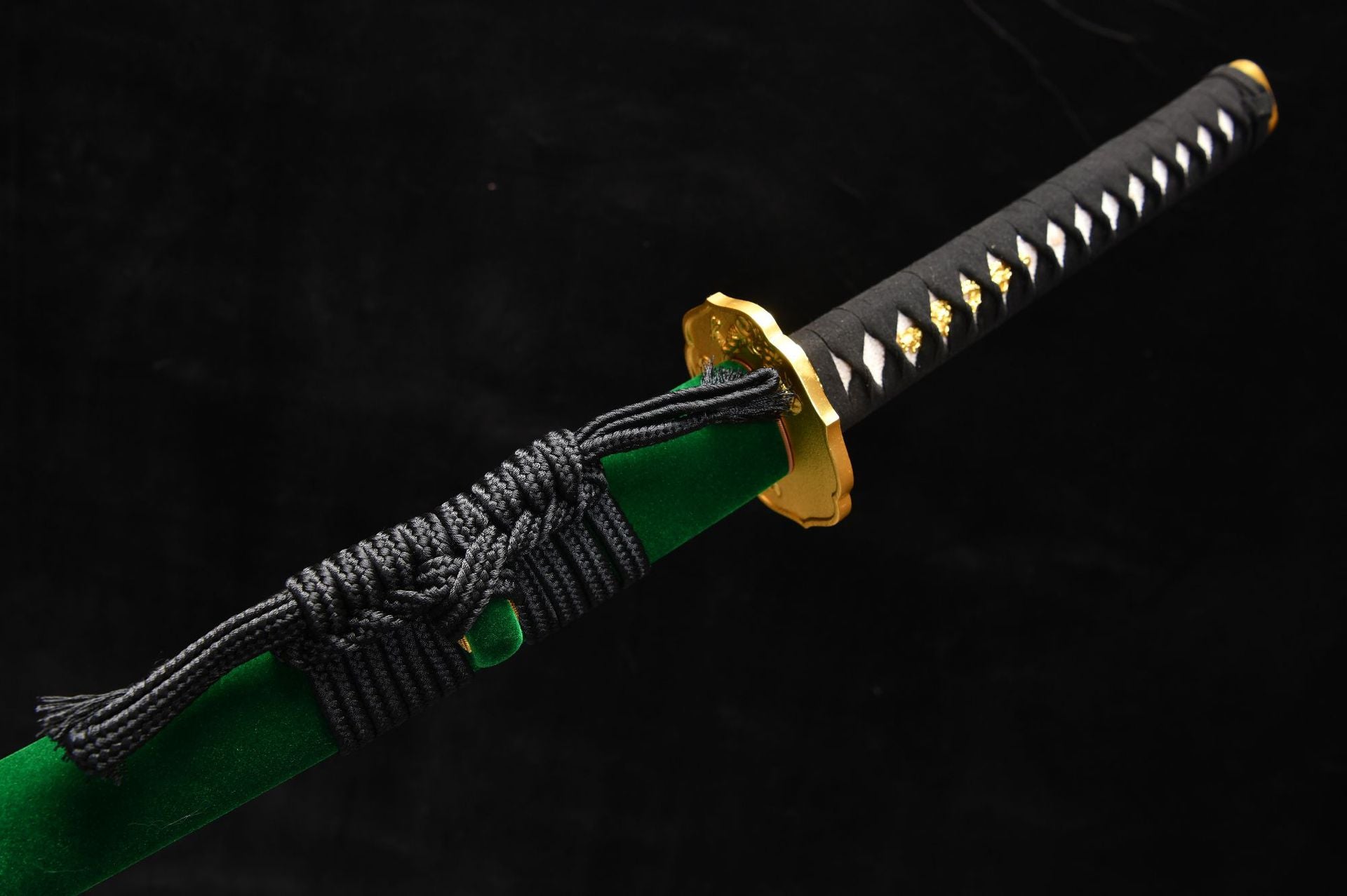 New handcrafted long 26-inch pure copper gold-plated three-piece samurai sword - Blue Dragon Katana