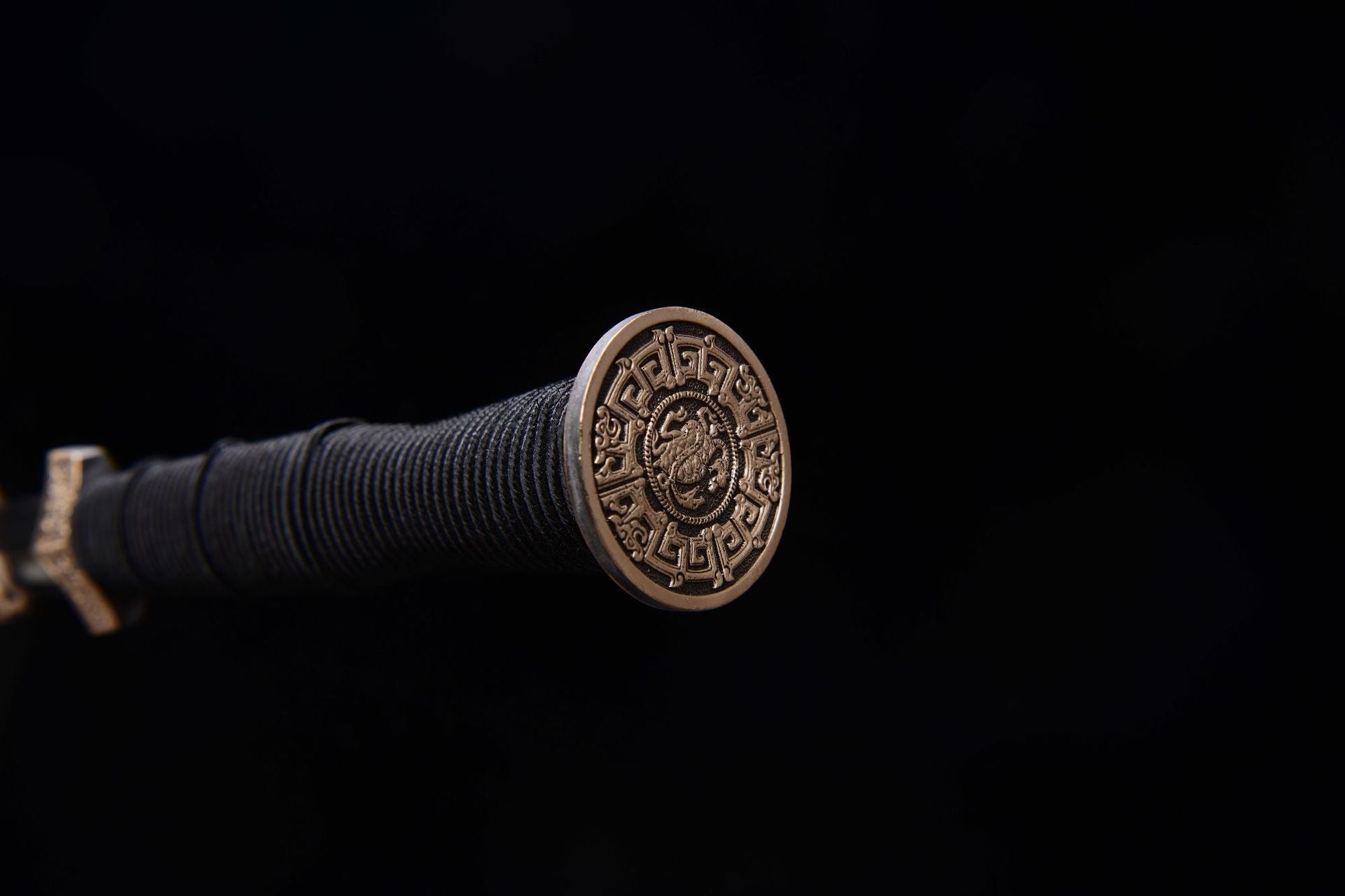 1200 Long 28" Damascus Stone Washed Flat Hilt Han Sword - Ancient War Sword