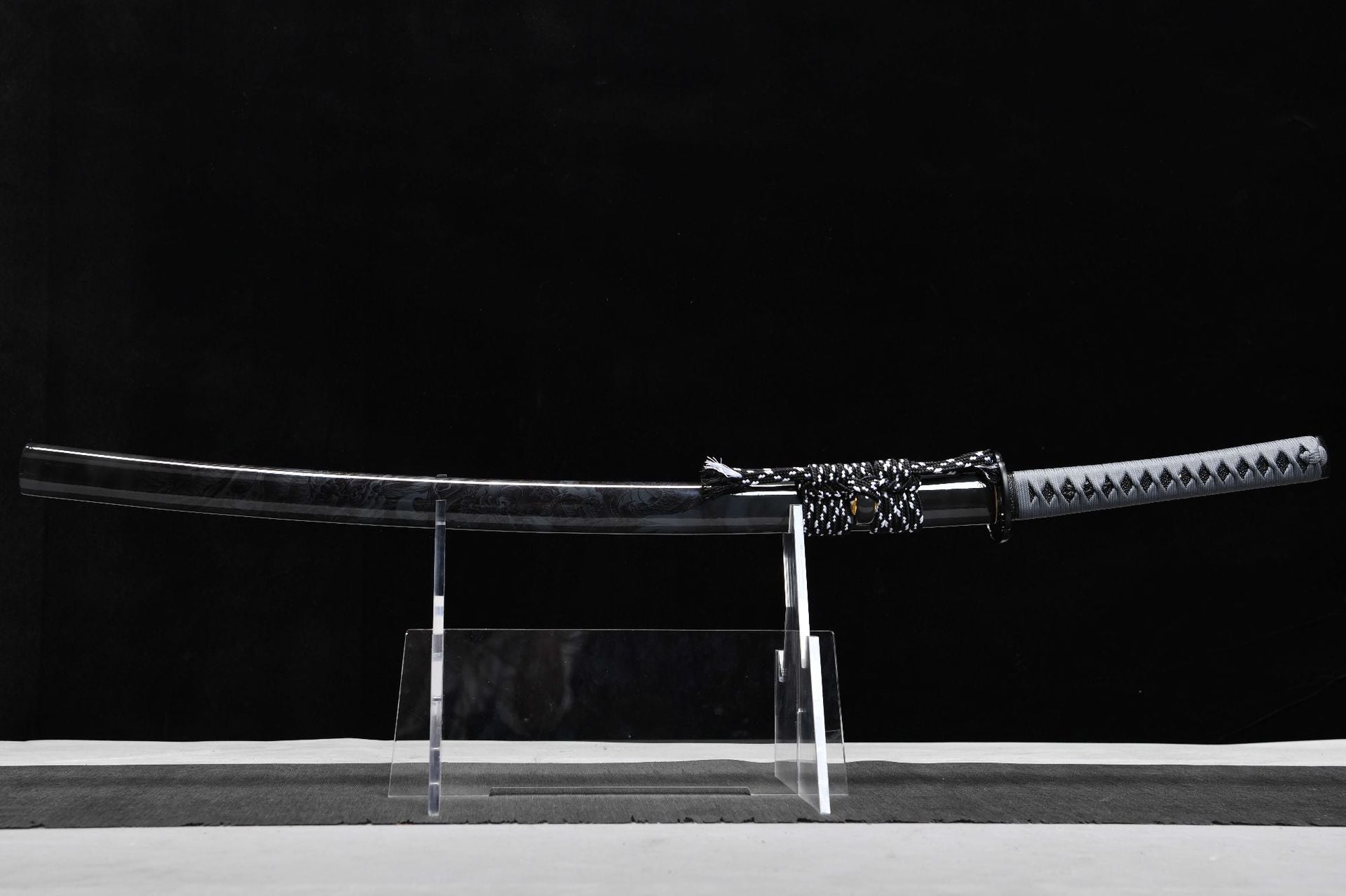 26-inch High Manganese Steel Blackened Katana - Sanskrit Uchiha (Manganese Steel Edition)