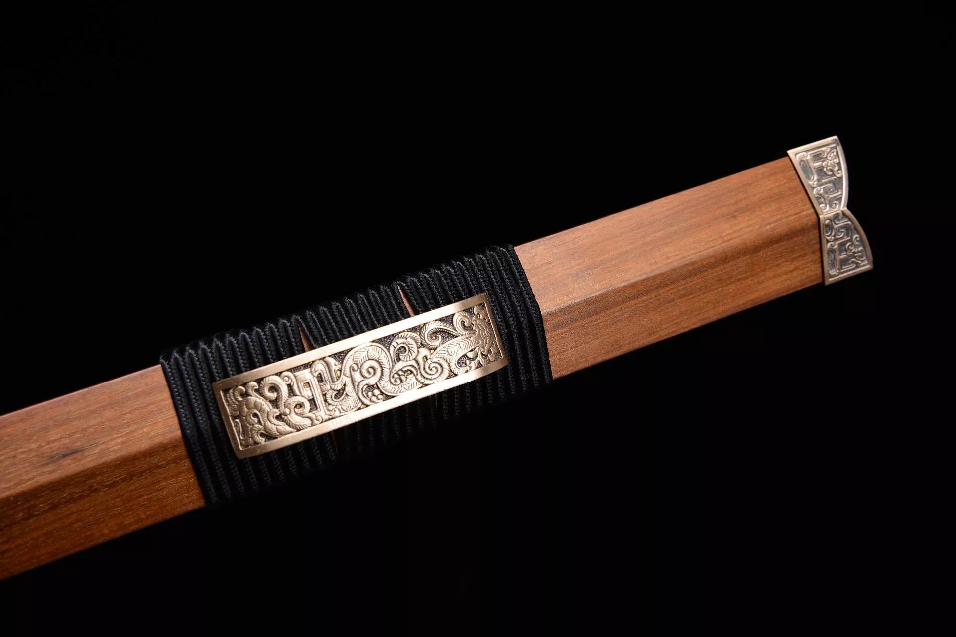 1200 Long 28" Damascus Stone Washed Flat Hilt Han Sword - Ancient War Sword