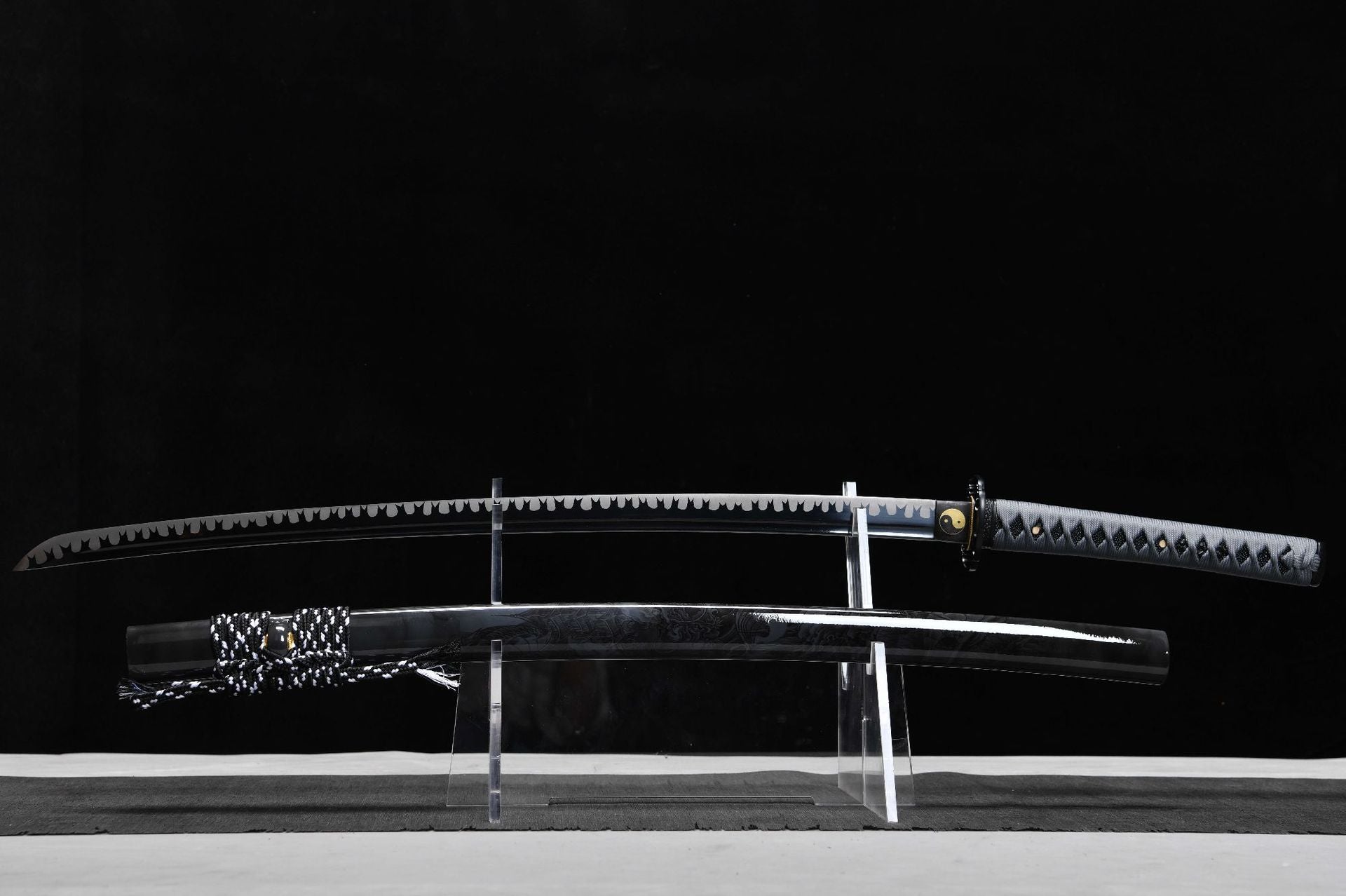 26-inch High Manganese Steel Blackened Katana - Sanskrit Uchiha (Manganese Steel Edition)