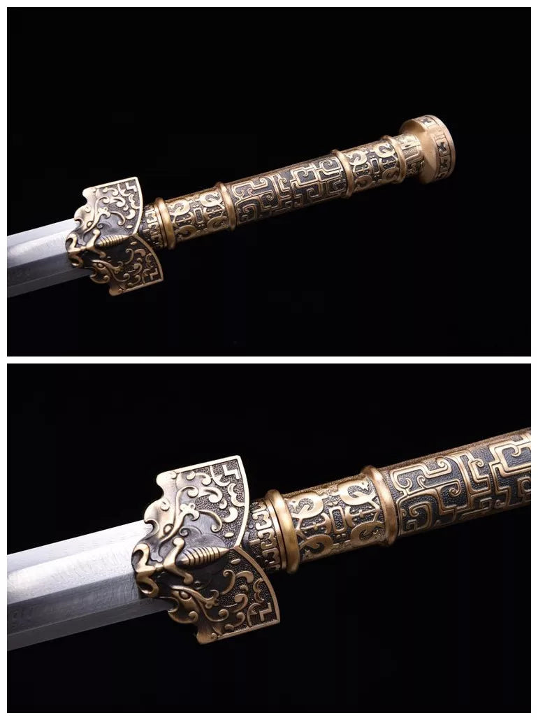 1700 New 28-inch Feather Patterned Floral Steel Han Sword - Imperial Han Sword