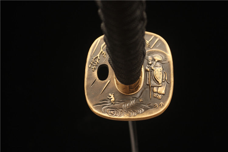 Exquisitely carved brass antique suit, high-carbon steel baked Lanquan ground white mouth samurai sword - Dragon Blood Warrior Princess