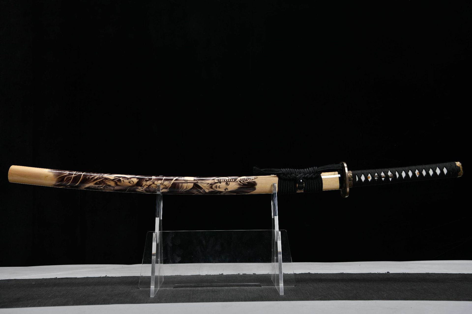 26-inch Carbon Steel Blued and Whitened Katana - Ninja Katana