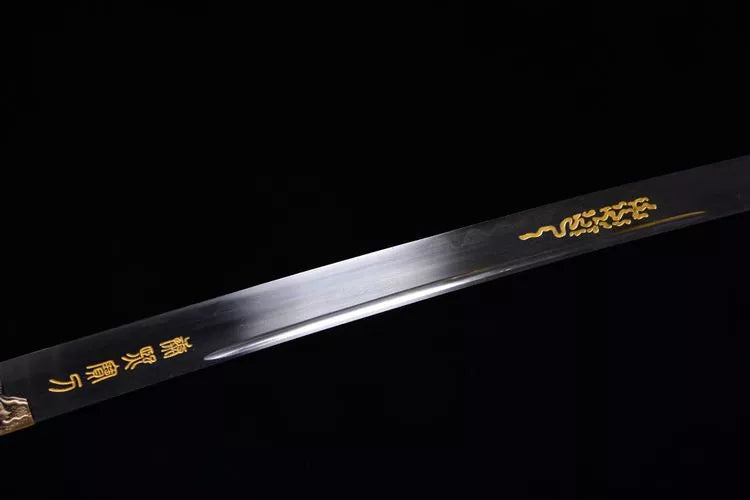 2480 Long 26-inch Patterned Steel Burnished Blade KangXi Treasure Knife ---- KangXi War Blade