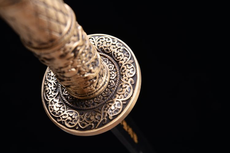 2480 Long 26-inch Patterned Steel Burnished Blade KangXi Treasure Knife ---- KangXi War Blade