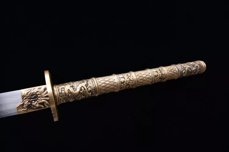 2480 Long 26-inch Patterned Steel Burnished Blade KangXi Treasure Knife ---- KangXi War Blade