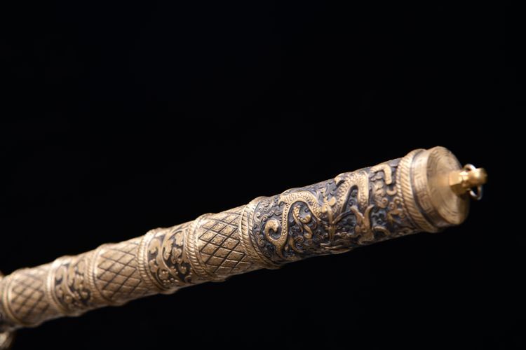 2480 Long 26-inch Patterned Steel Burnished Blade KangXi Treasure Knife ---- KangXi War Blade