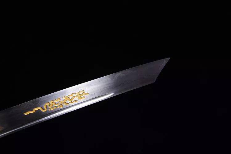 2480 Long 26-inch Patterned Steel Burnished Blade KangXi Treasure Knife ---- KangXi War Blade