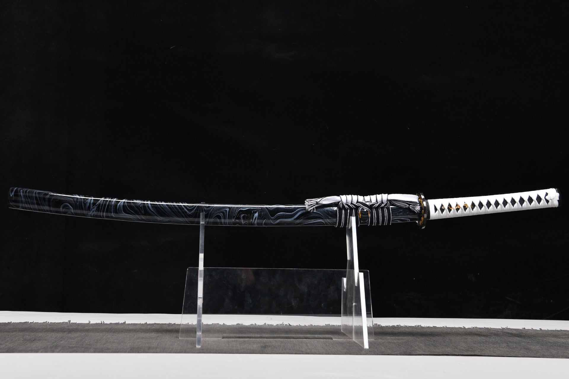 26-inch High Performance Steel Blackened and Carved Samurai Sword - Butterfly Flower Sword Fighting